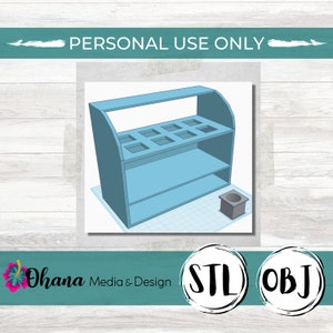 18 Inch Doll Furniture | Miniature Doll Ice Cream Shop Display With Ice Cream Bucket | 1:3 Scale | 3D Print File STL and OBJ