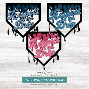 Baseball Respect the Drip Bundle SVG, Baseball Drip Sports PNG, Home Plate Drip, Small Business Use Svg for cutting machines and Dtf