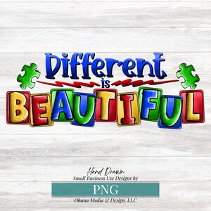 autism png, different is beautiful png, autism awareness, autism design, autism colors, small business use for sublimation and dtf