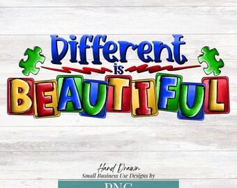 autisme png, anders is mooi png, autismebewustzijn, autismeontwerp, autismekleuren, gebruik in kleine bedrijven voor sublimatie en dtf