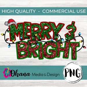 Ricamo finto di Natale / Design di Natale allegro e luminoso / Paillettes finte Glitter finti / Luci di Natale / Uso commerciale Download diretto