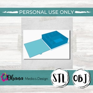 3D Printable Accessory Box With Slide On Lid | 3D Print File Instant Download STL and OBJ