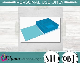 3D Printable Accessory Box With Slide On Lid | 3D Print File Instant Download STL and OBJ