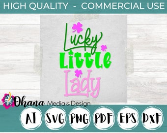 Lucky Little Lady SVG | St. Patrick's Day Kids Design | St. Patrick's Day Children's SVG | Commercial Use for Cutting Machines and Engravers