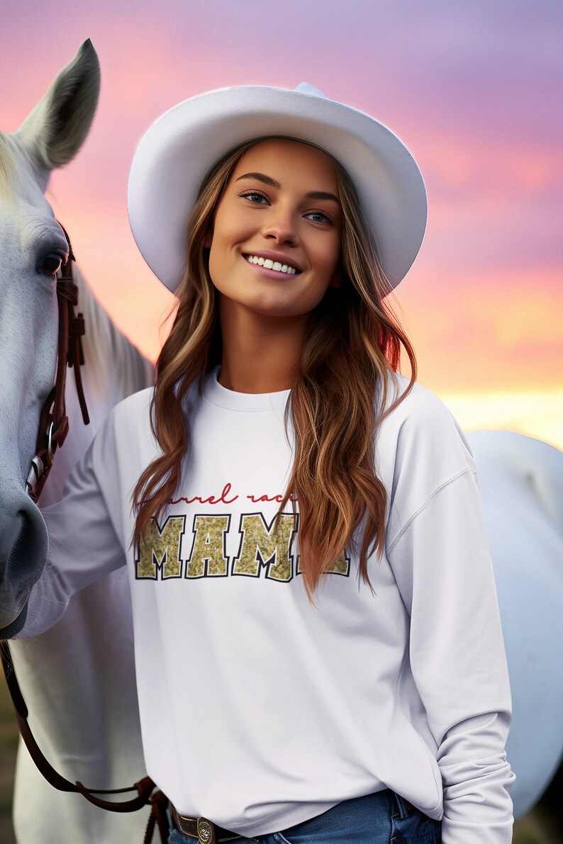 Barrel Racing Mama PNG | Faux Embroidery, Faux Sequins | Barrel Racer ...