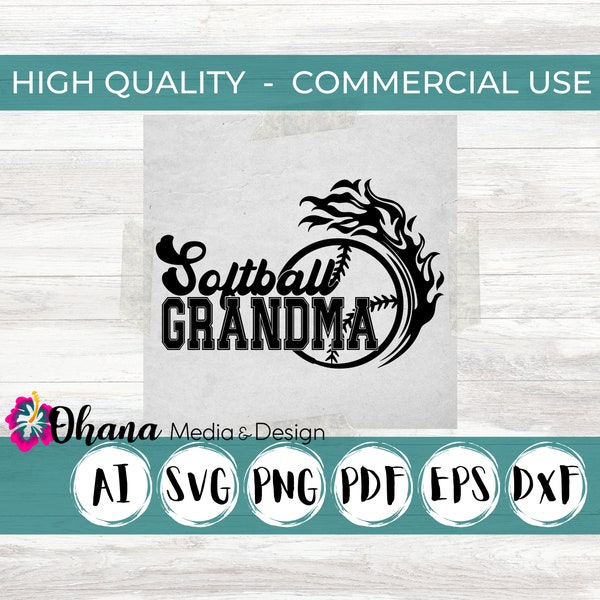 Softball Grandma Svg | Softball Sports Clipart Svg | Softball Svg | Commercial Use for Cutting Machines and Laser Engravers