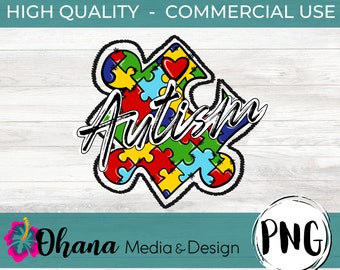 Autism Puzzle Piece PNG | Autism Awareness PNG | Autism Png | Western Puzzle Piece Png | Commercial Use for Sublimation Printers and DTF