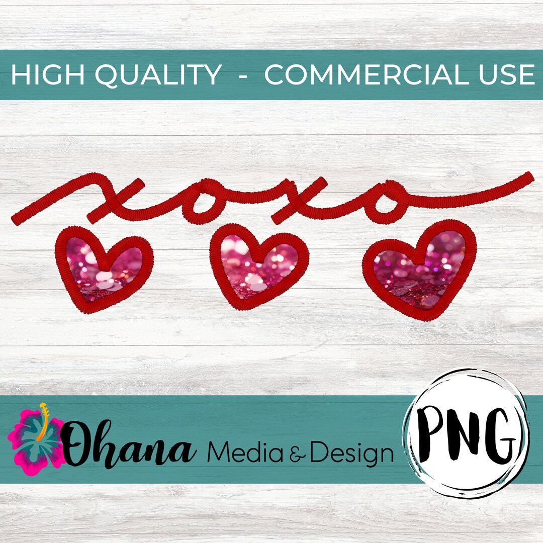 Valentine's Day PNG | Xoxo Faux Embroidery | Faux Glitter | Faux ...