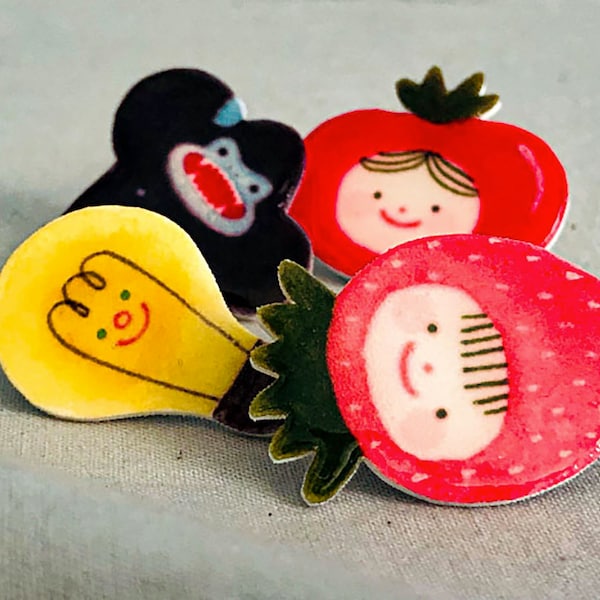Pin Pals - Handmade Illustrated Plastic Pin Brooch