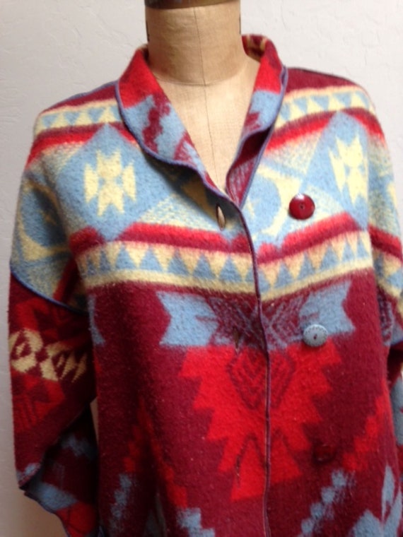 Vintage Ellen Haupli MED Camp Blanket with Native… - image 8