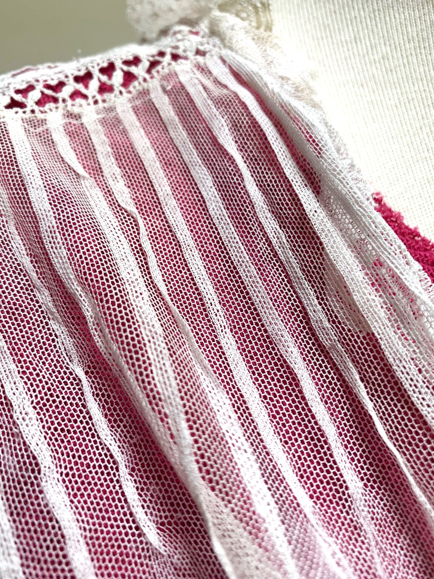 Antique Handmade Lace and Net Cream-white Fichu, Neck Kerchief