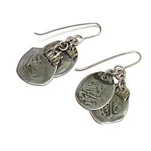 Antique Sterling Moroccan Coin Dangle Earrings Light and Delicate
