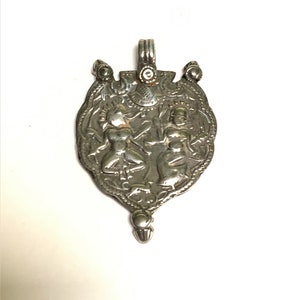 Tribal Indian Silver Ganesh & Parvati Amulet - 19thC Tribal Indian Silver Ganesh & Parvati Amulet - 19thC