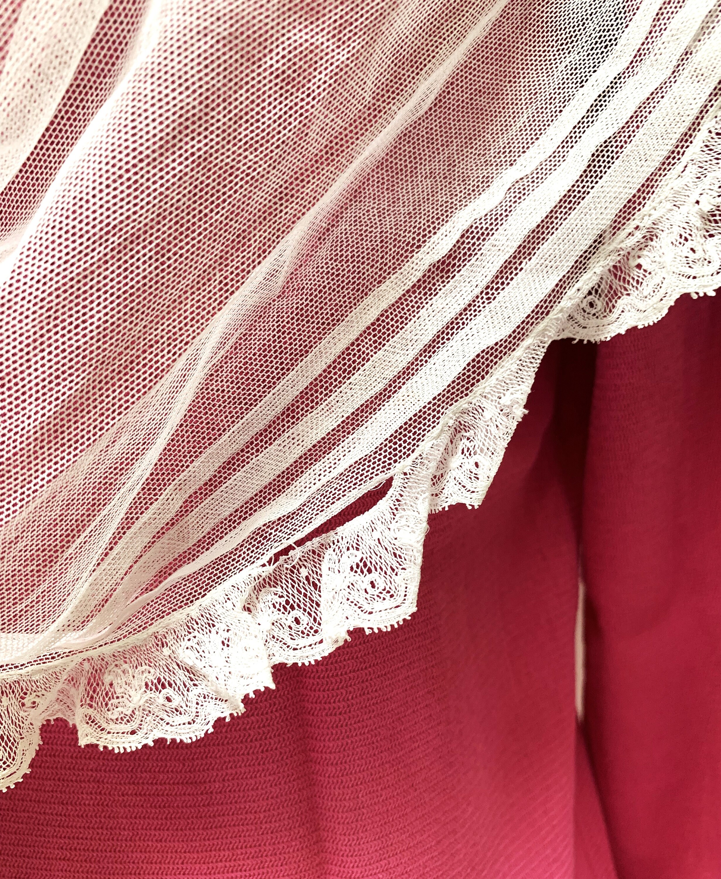 Antique Handmade Lace and Net Cream-white Fichu, Neck Kerchief