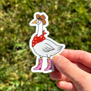 Cowboy Goose Sticker, Silly Goose, Goose Gift, Vinyl Cute Goose Sticker, Halloween theme sticker, Untitled Goose Game, Goose Sticker
