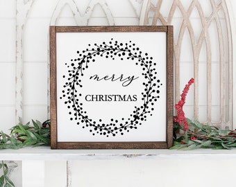 Merry Christmas SVG, Christmas Wreath SVG, Floral Wreath Svg, Holiday Svg, Winter Svg