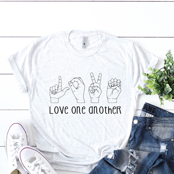 Love One Another Sign Language Motivational SVG File, Love Shirt SVG, Shirt Svg, Printable Wall Art, Valentine Svg