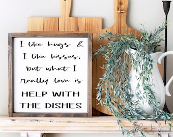 I Like Hugs & I Like Kisses Farmhouse Kitchen SVG, Kitchen Decor SVG, SVG for Apron, Valentines Day Svg
