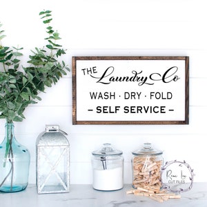 The Laundry Co. Wash Dry Fold Farmhouse Schild SVG, Wäscheschild Home SVG