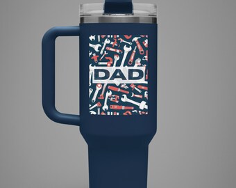 Dad Tools 40oz Insulated Travel Mug | Wrench Screwdriver Design | Fix It Dad Tumbler