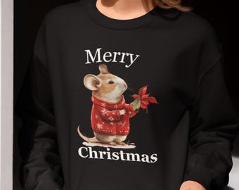 Merry Christmas Mouse Shirt, Christmas Sweater, Womens Holiday Sweatshirt, Christmas Matching Shirts, Christmas Shirt, Winter Holiday Gift