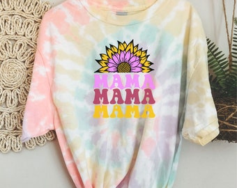 Retro Design Mama Shirt, Mothers Day Gift, Mama Est Shirt, New Mom Shirt Mama Gift, Momlife Shirt Flower Mama Shirt Hippie  Mama Shirt