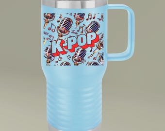 Taza de viaje K-Pop / Vaso de acero inoxidable, diseño de Mike Music / Taza de fandom K-pop