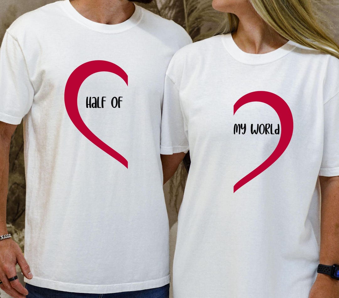 Comfort Colors Couple Shirt, Cute Couple Shirt, Matching Half Heart ...