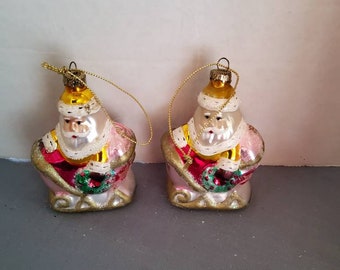 Vintage Santa Blown Glass Ornaments