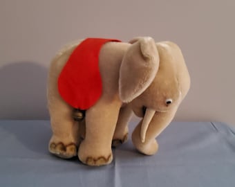 Grand éléphant en mohair Steiff vintage des années 1960