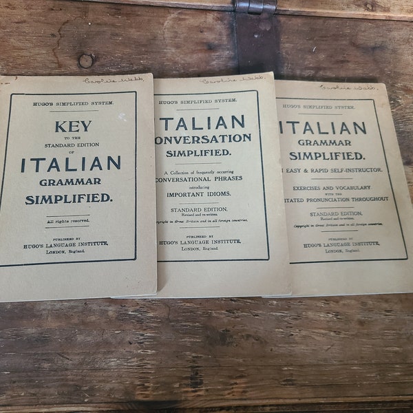 Hugo's Simplified System. Italian Grammar Lessons. Ephemera. 1910. 3 Booklets.