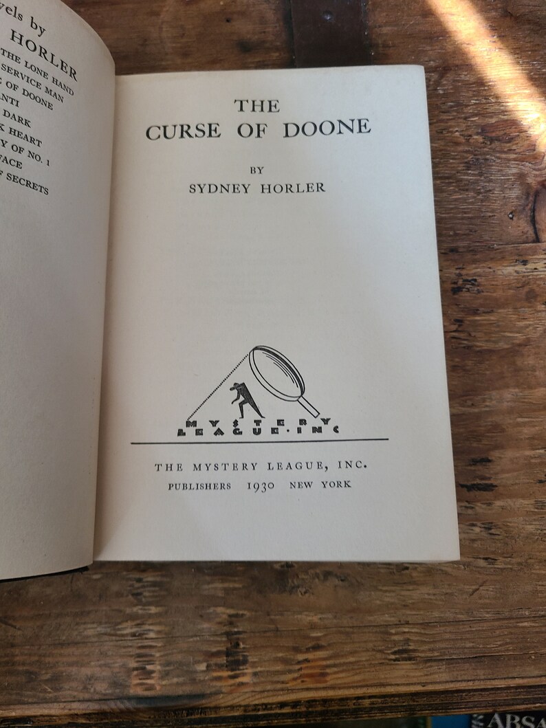 The Curse of Doone. Sydney Horler. Mystery. First Edition Thus. 1930 ...
