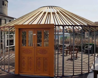 Mongolian Traditional Yurt 16 ft in Diameter by YurtSpaces YM487L Wood and Steel Series