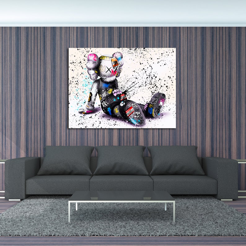 Kaws sitting with tattoo Kaws Companion Kaws canvas art Etsy