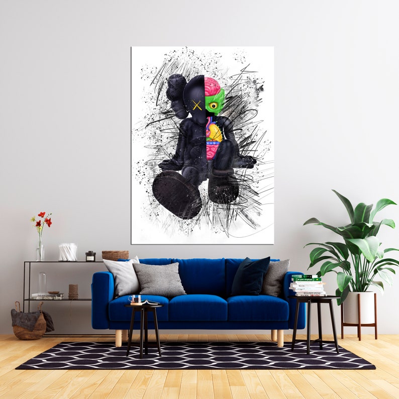 KAWS Original Canvas Print Modern Wall Art Etsy