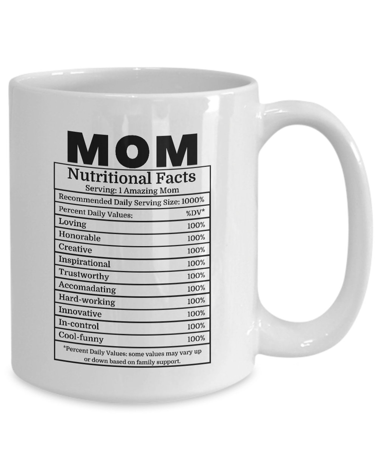 Mom Nutritional Facts Mug Gift For Mom Etsy