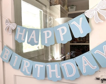 Guirnalda de decoración para fiesta de despedida de soltera, banderín con lazo de purpurina azul y plateado personalizado, diseño de princesa, feliz cumpleaños, novia