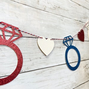 Red, White and I Do Engagement Ring Bridal Shower Wedding Garland Banner| Patriotic Wedding Decor Decorations | 4th of July Bachelorette