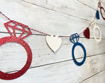 Red, White and I Do Engagement Ring Bridal Shower Wedding Garland Banner| Patriotic Wedding Decor Decorations | 4th of July Bachelorette