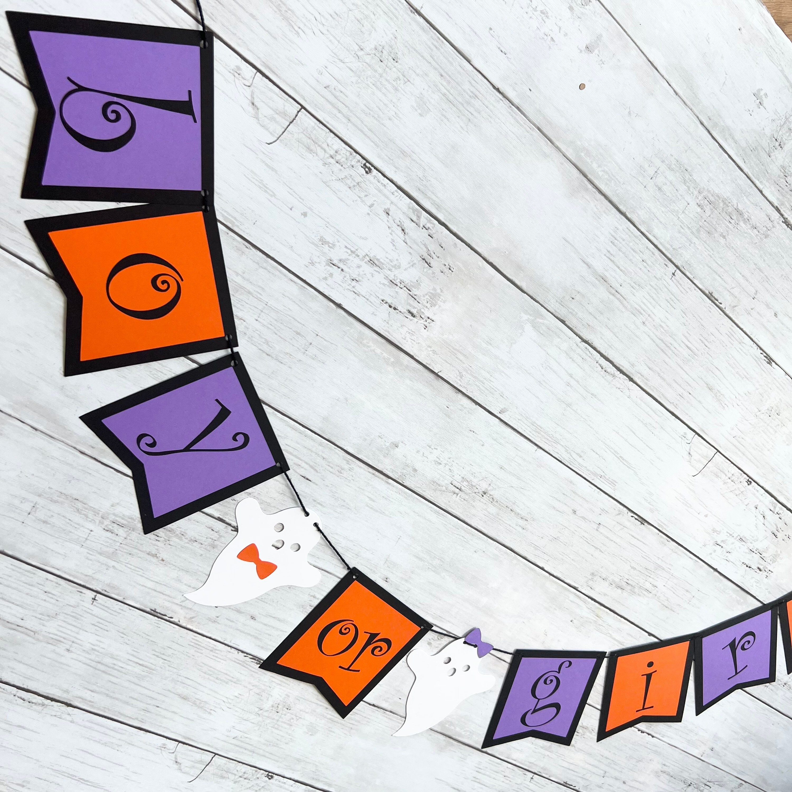 Halloween Ghost Gender Reveal Boy or Girl Garland Banner Halloween Gender Reveal Decorations Halloween Baby Shower Booy or