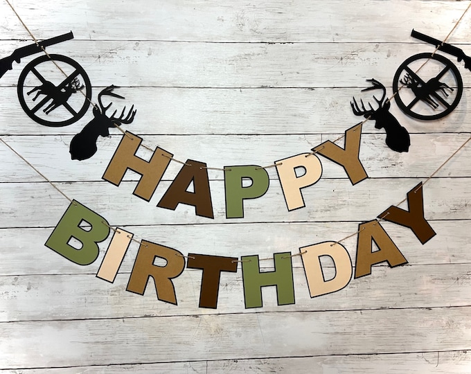 Deer Hunting Camo Camoflauge Happy Birthday Banner Garland Deer Hunting
