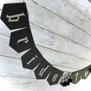 Black Gothic Halloween Bride to Be Spider Web Rose Tattoo Banner| Death Do Us Part Wedding Bridal Shower Bachelorette Party Decorations