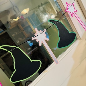 Green Pink Witch Good Bad Wand Black Happy Birthday Party Garland Banner Decorations Decor