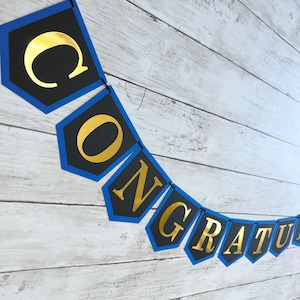 Blue Black Gold Police Officer Cop Policeman Law Enforcement Graduation Congratulations Retirement Birthday Party Garland Banner Decorations