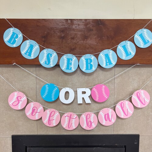 Baseball or Softball Gender Reveal Baby Shower Banner Etsy
