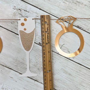 Rose Gold Champagne Ring Brunch Bubbly Engagement Bridal Shower Bachelorette Bride to Be Banner Garland Sign Decor Decorations image 4