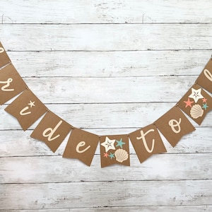Ocean Sea Beach Tropical Bride to Be Miss to Mrs Banner Garland Sign Bridal Shower Decor | Wedding Bachelorette Party Decorations