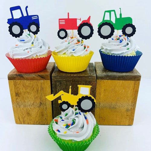 Tractor Cupcake Toppers - Etsy