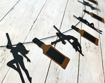 Bachelor Party Pole Dancer Stripper Whiskey Alcohol Garland Banner Decorations