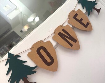 Guirnalda de decoraciones personalizadas para campamento, baby shower, despedida de soltera, revelación de género, cumpleaños, actividades al aire libre, cazador, caza, bosque, guardabosques